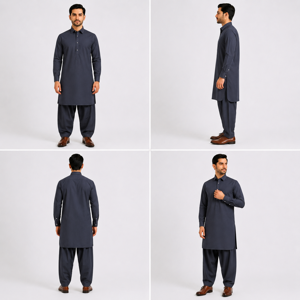 Dark Grey Blue Shalwar Kameez