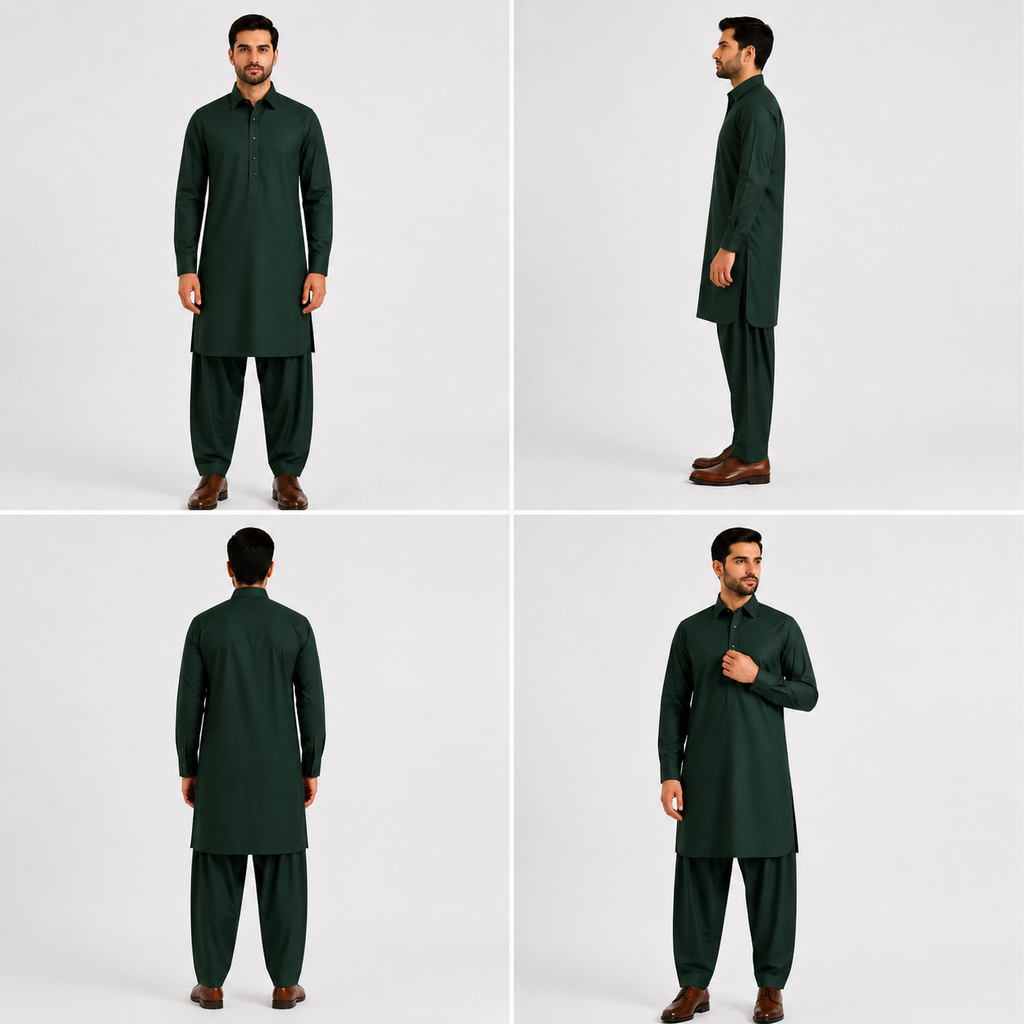 Bottle Green Premium Shalwar Kameez