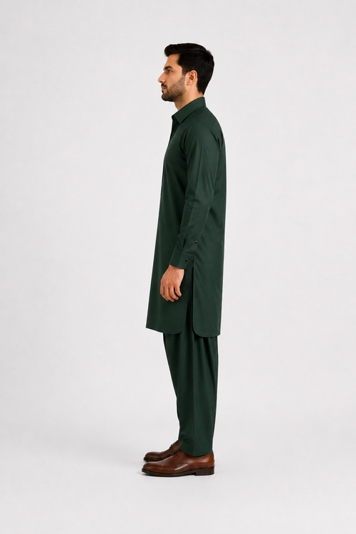 Bottle Green Premium Shalwar Kameez
