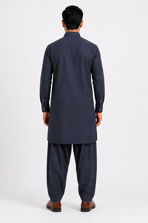 Dark Grey Blue Shalwar Kameez