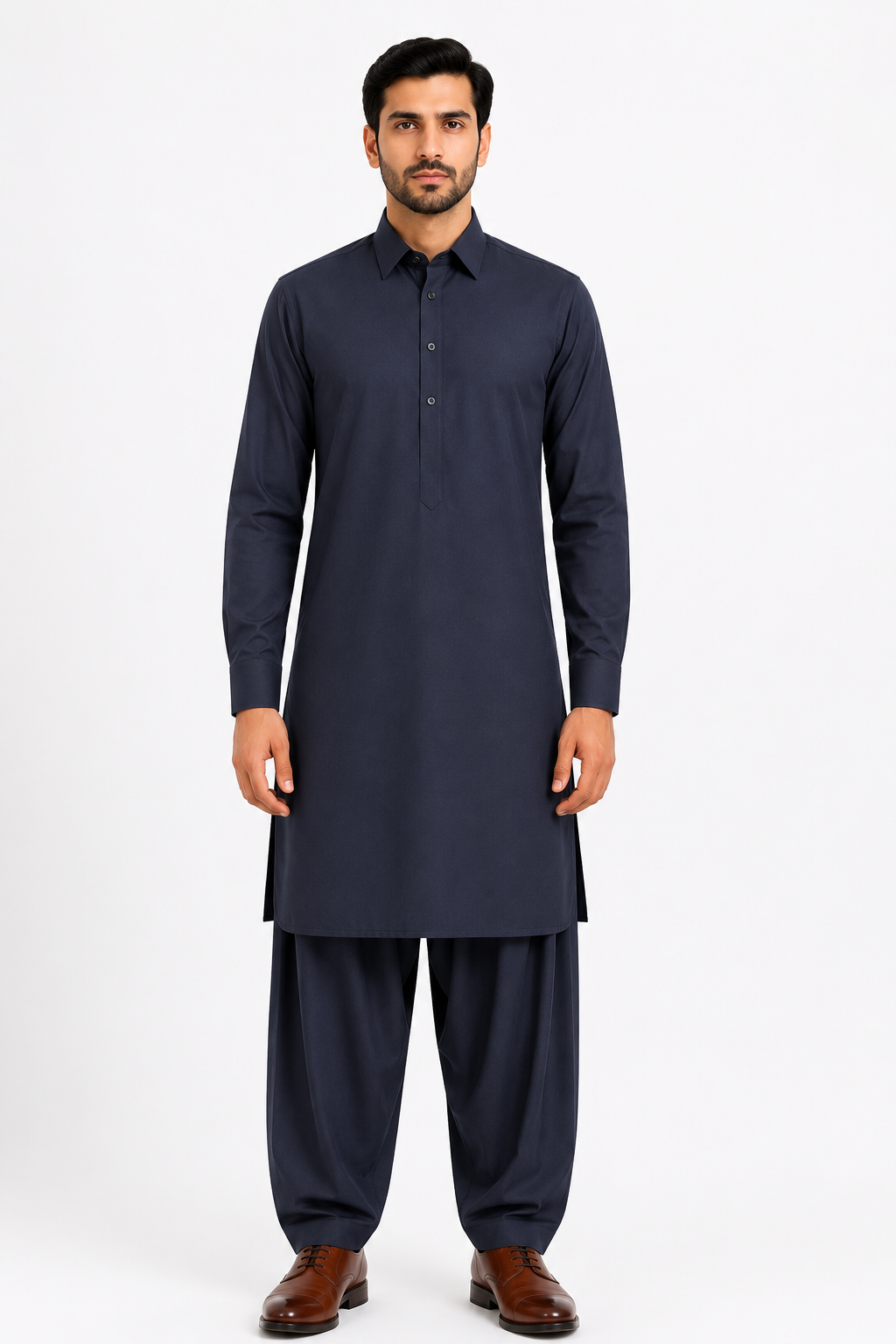 Dark Grey Blue Shalwar Kameez