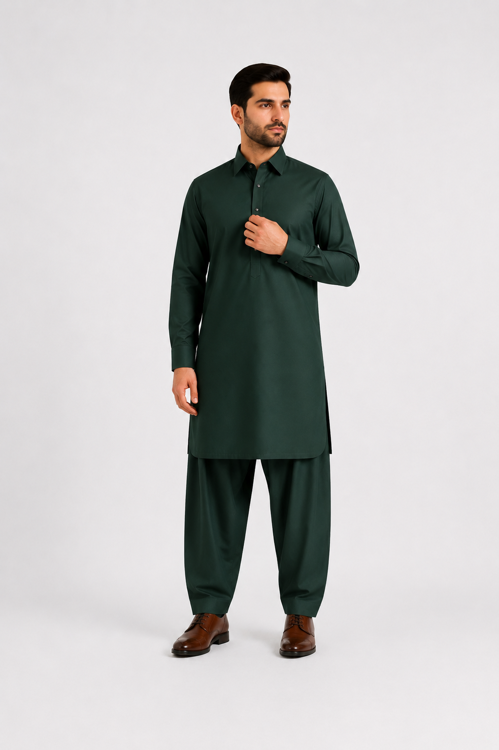 Bottle Green Premium Shalwar Kameez